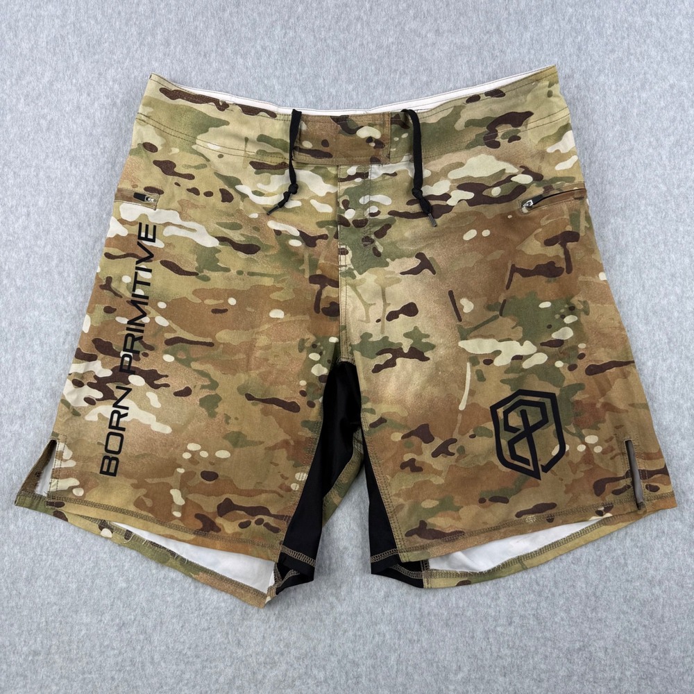 Born Primitive Shorts Mens 34 Camo Multicam Athletic Training Crossfit Gym Board